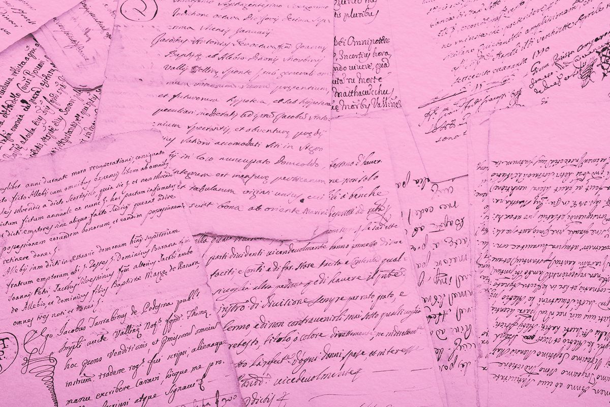 Pile of old vintage manuscripts