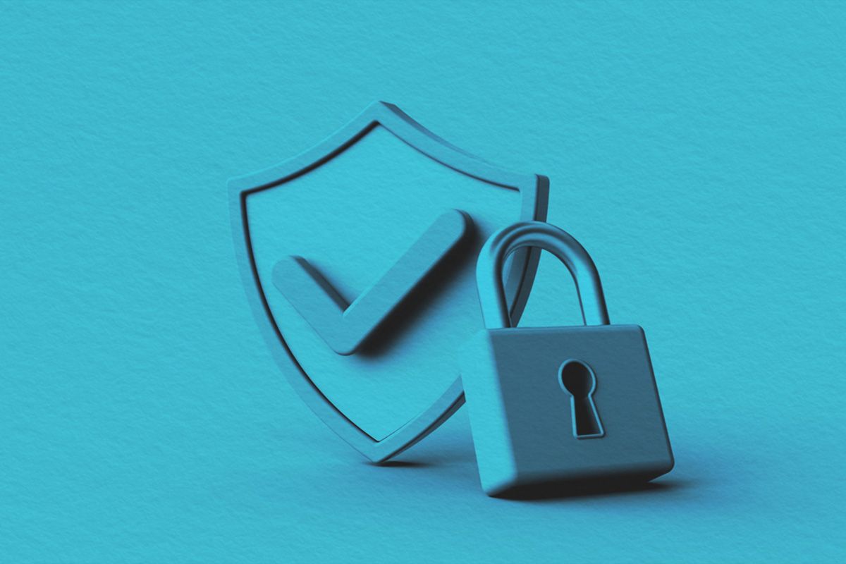 Security shield check mark with lock sign