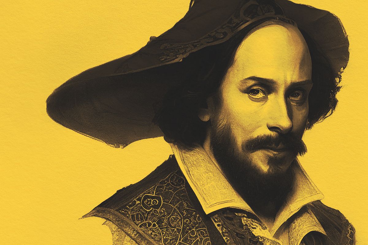 Oil painting portrait of writer William Shakespeare