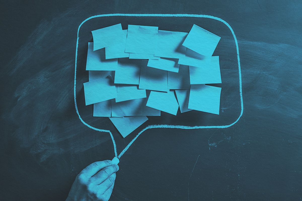 drawing a message bubble around many adhesive notes