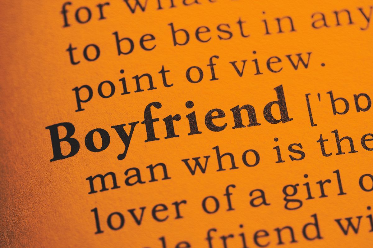 Close-up of boyfriend word in dictionary