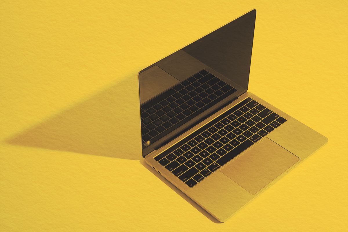Computer on isolated background