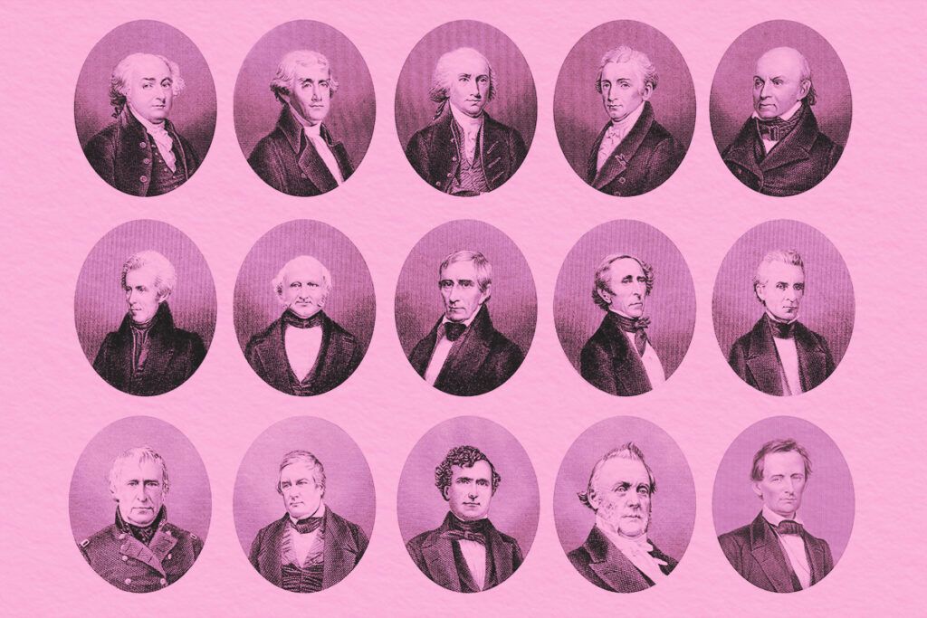 portraits of the Presidents of the United States of America from 1797 to 1865