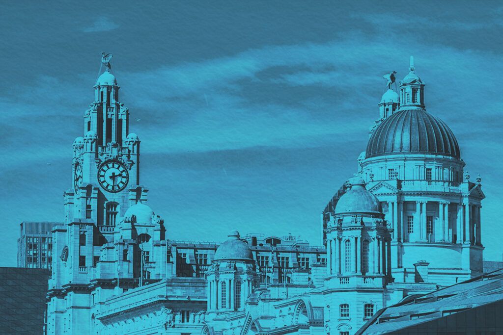 Royal liver building and port of liverpool building standing tall at waterfront