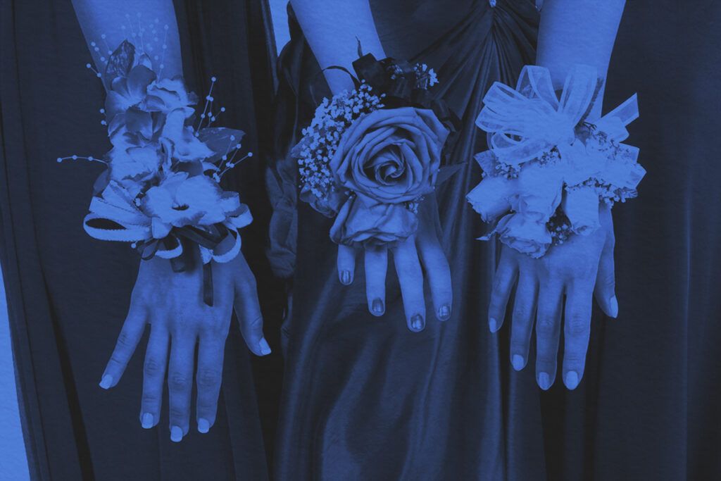 Close-up of prom corsages