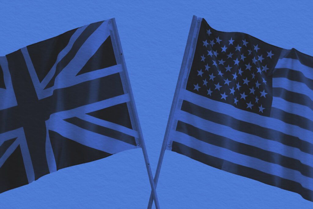 UK flag and USA flag