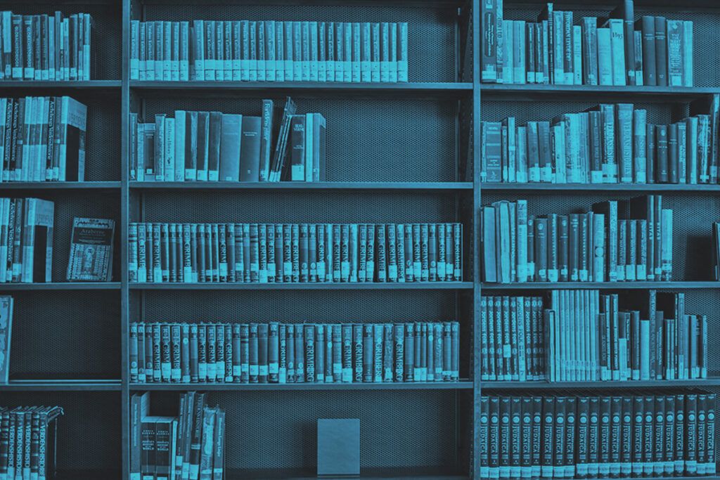 Bookcase in public library