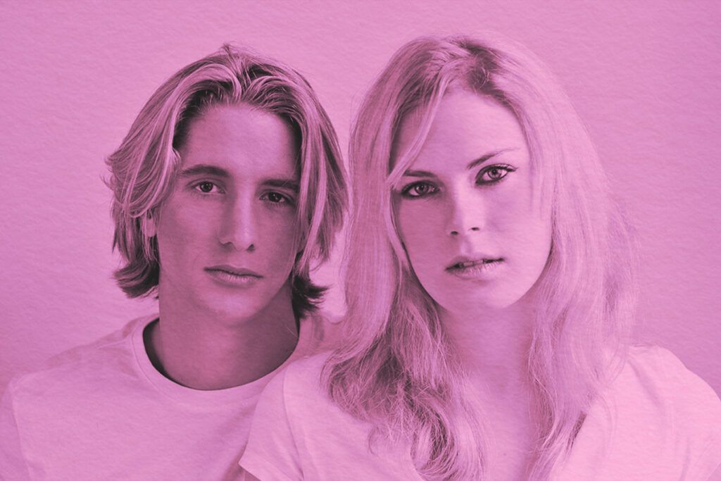 Blond male and blonde female together in a portrait