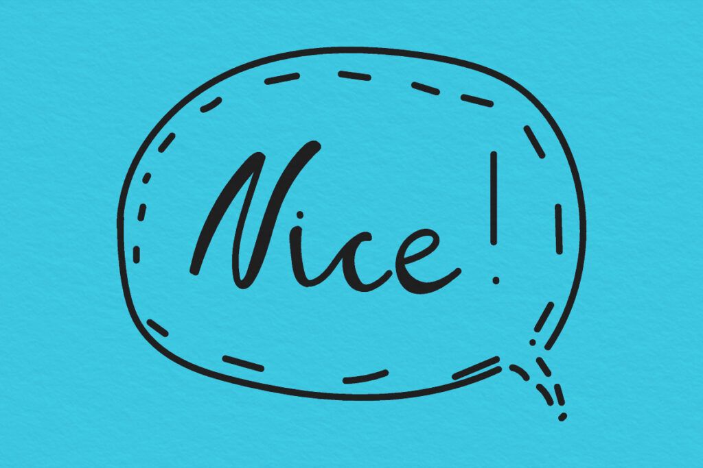 Doodle speech bubble with the word nice