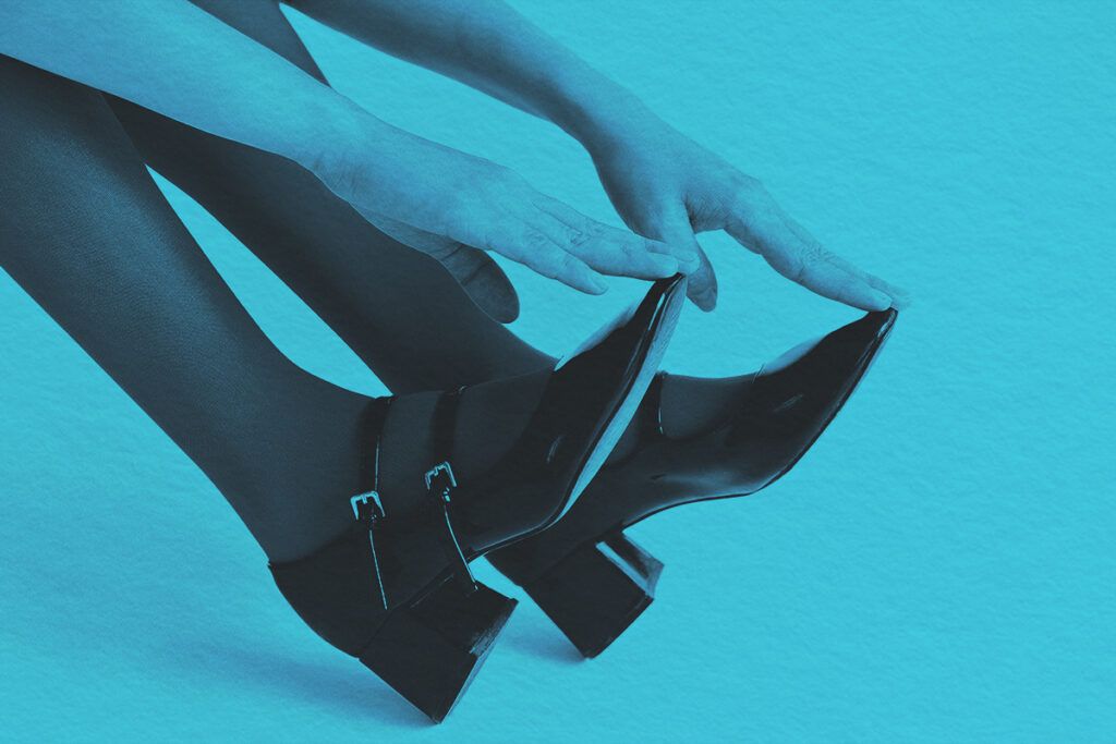 Close-up of patent leather shoes